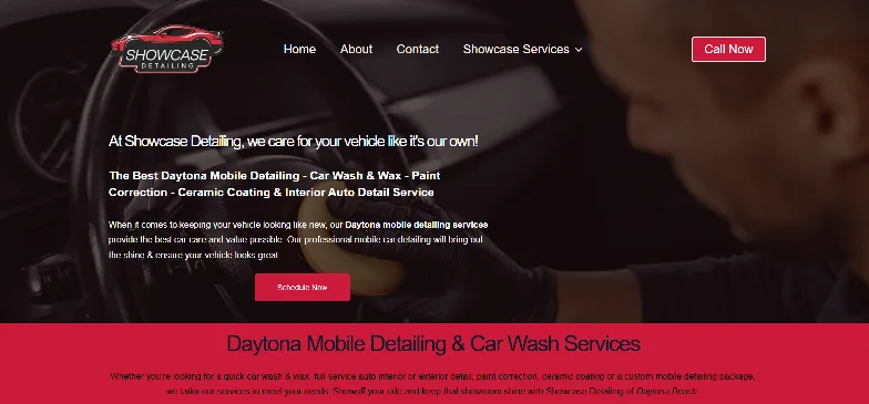 Showcase Detailing Daytona Beach Website 2025 Home Page with SEO Service