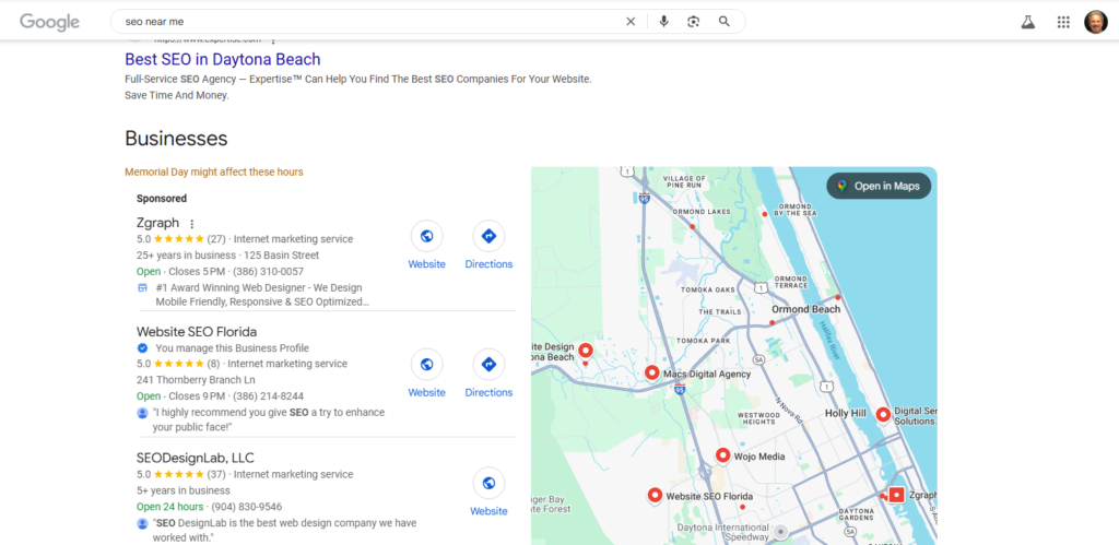 Google 3 Pack Rankings for Website SEO FL